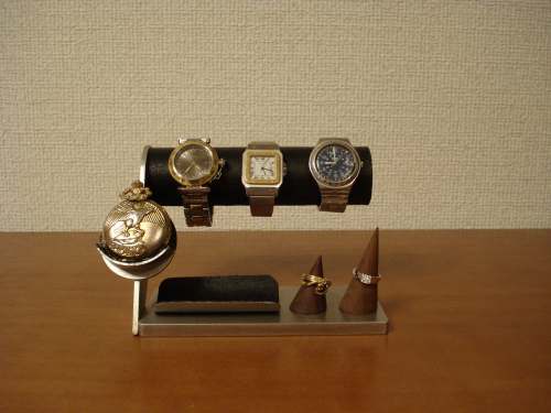 3本掛け腕時計スタンド＆懐中時計、ダブルリングスタンド　N12420