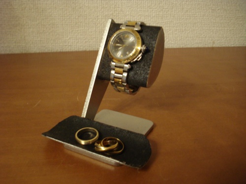 ブラック半円トレイ付き腕時計スタンド  No.130228