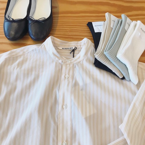 AURALEE・FINX SILK STRIPE LONG ONE-PIECE