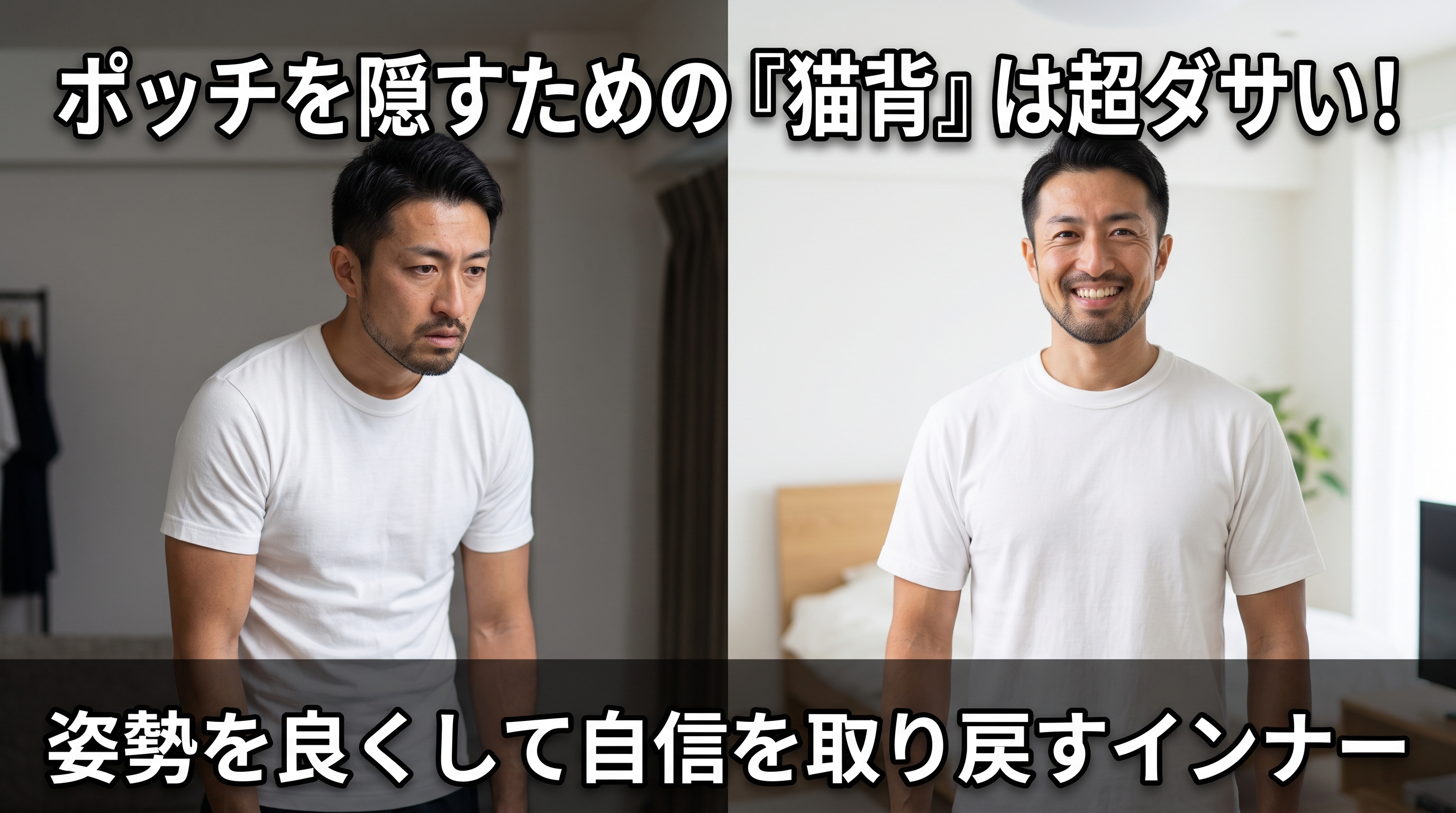 ポッチを隠そうとして「猫背」になってない？姿勢を悪化させるコンプレックスの罠