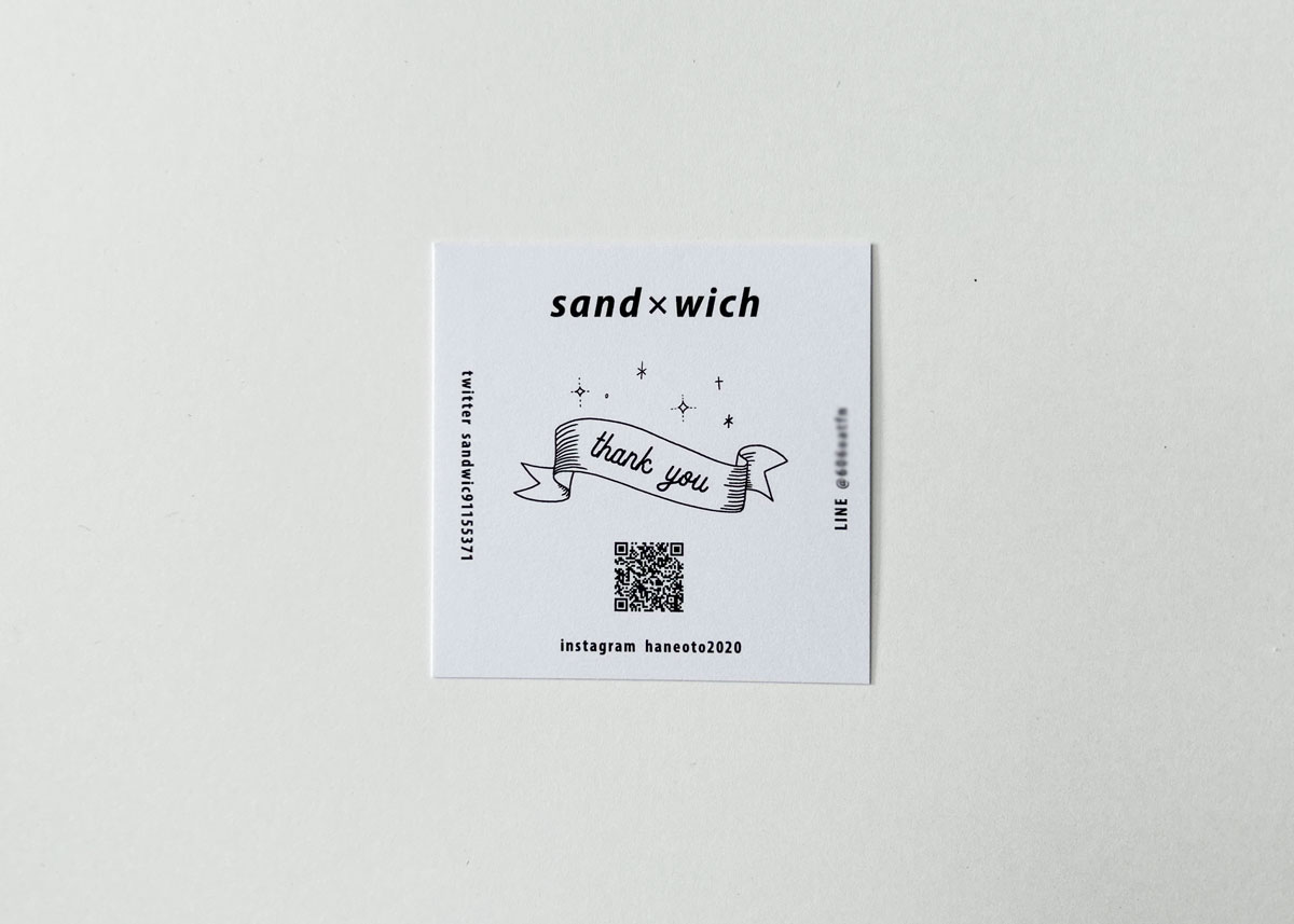 ショップカード制作実績｜sand × wich　様