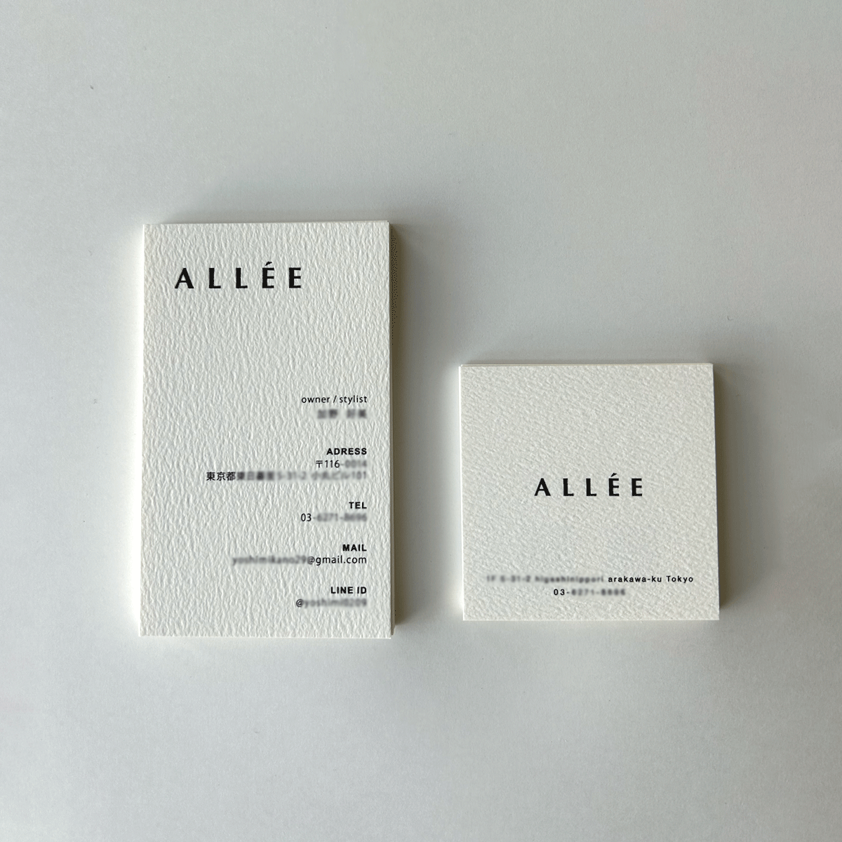 名刺・ショップカード制作実績｜ヘアサロン　ALLÉE　様