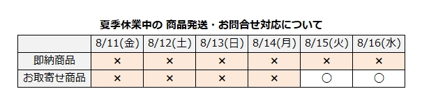 【重要】夏季休業のお知らせ
