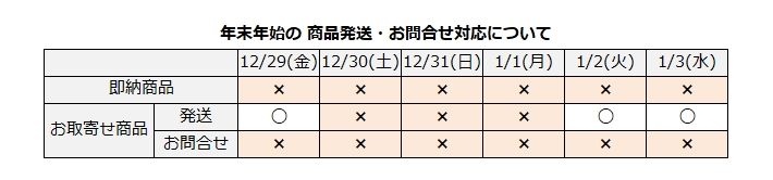 【重要】年末年始の営業について