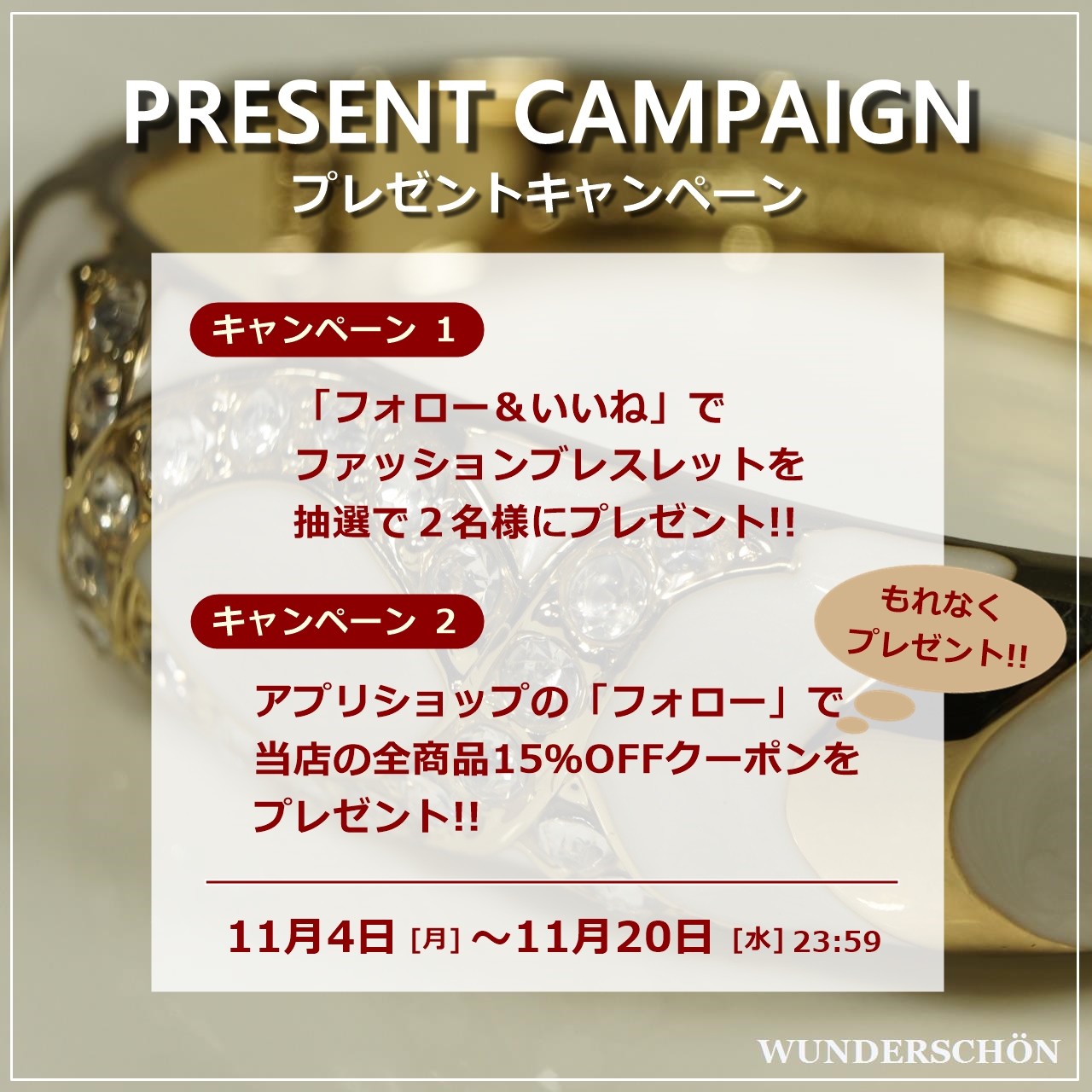 ネットショップ開店を記念して、２つのプレゼントキャンペーンを行います!!