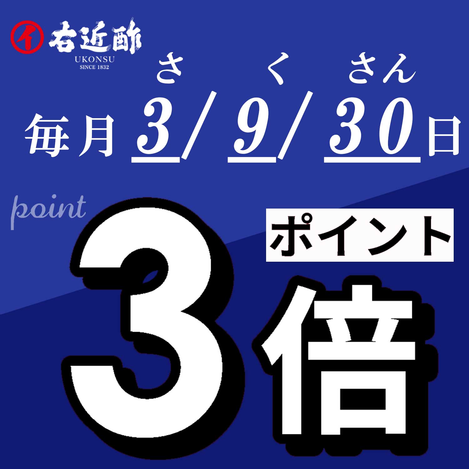 毎月3・9・30日はポイント3倍デー！！