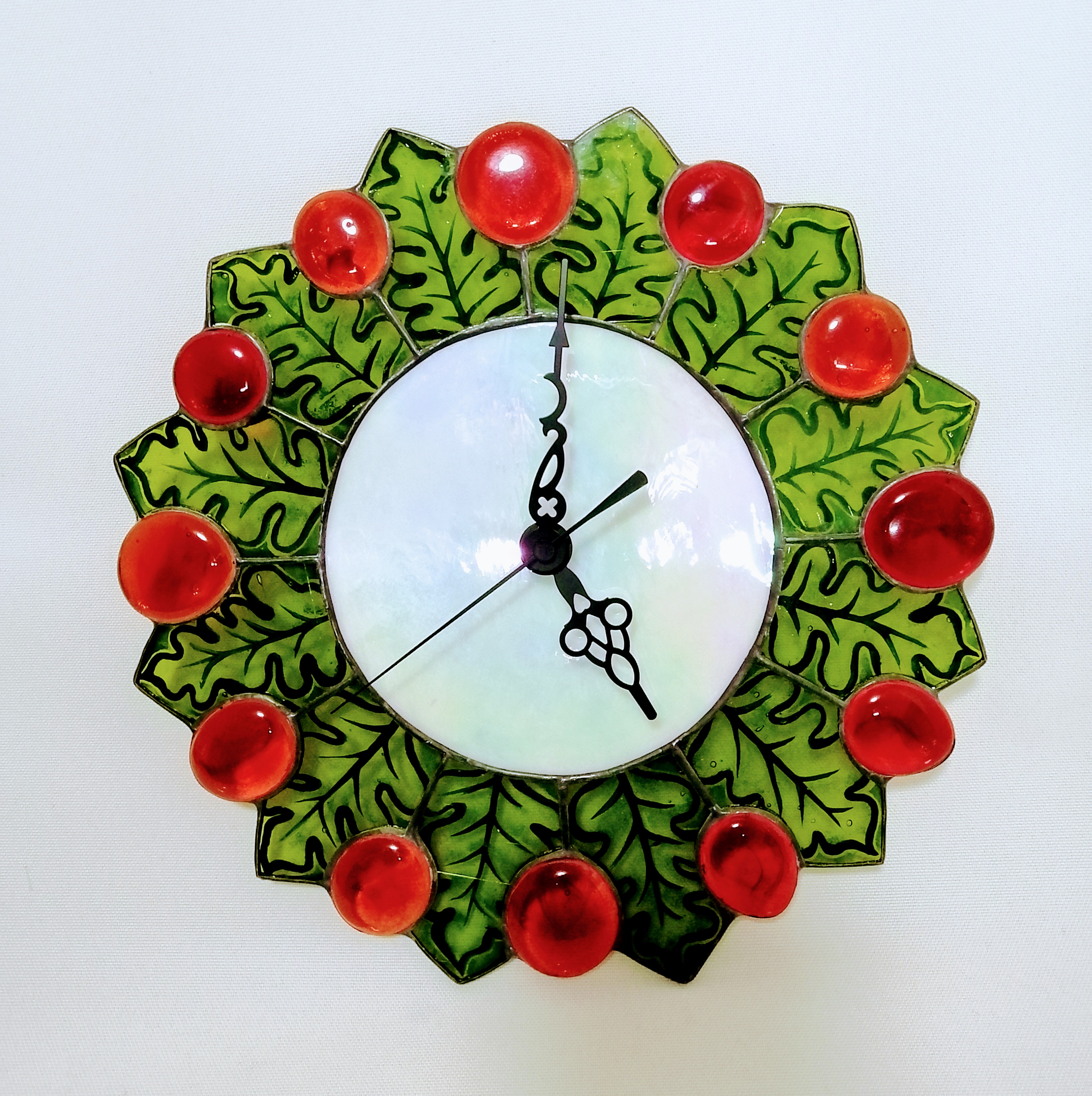 森と月 電波時計のステンドグラス