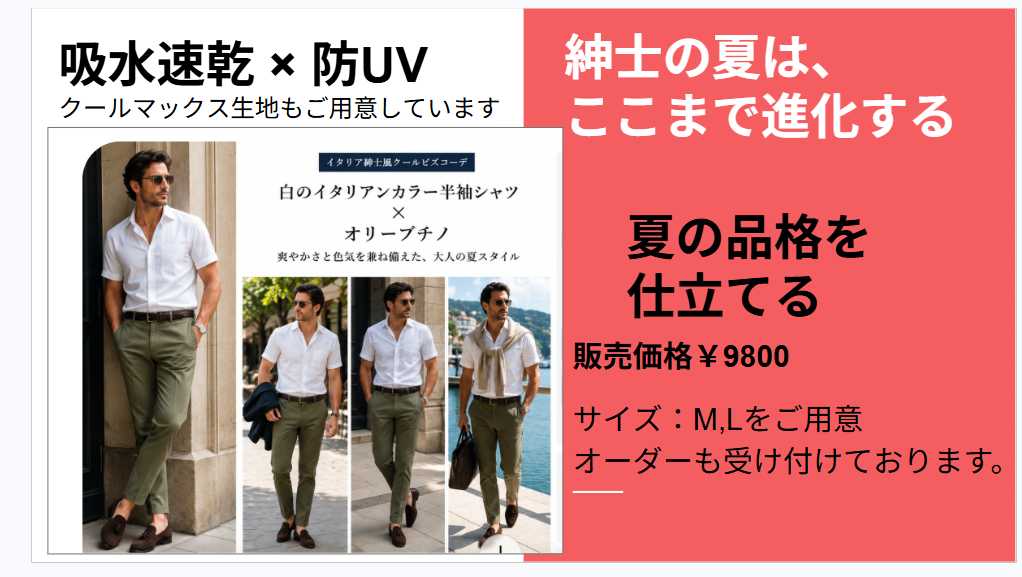 父の日プレゼントにいかがですか？　提案＝感触冷感素材で暑い夏をのりきる！