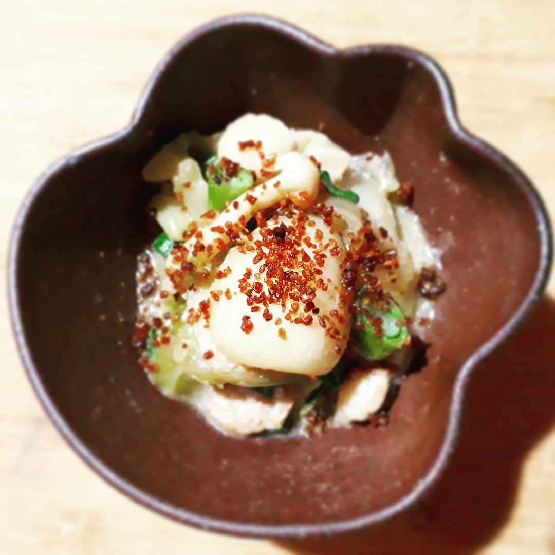 畑の豆乳ソースと根菜味噌そぼろ🍴