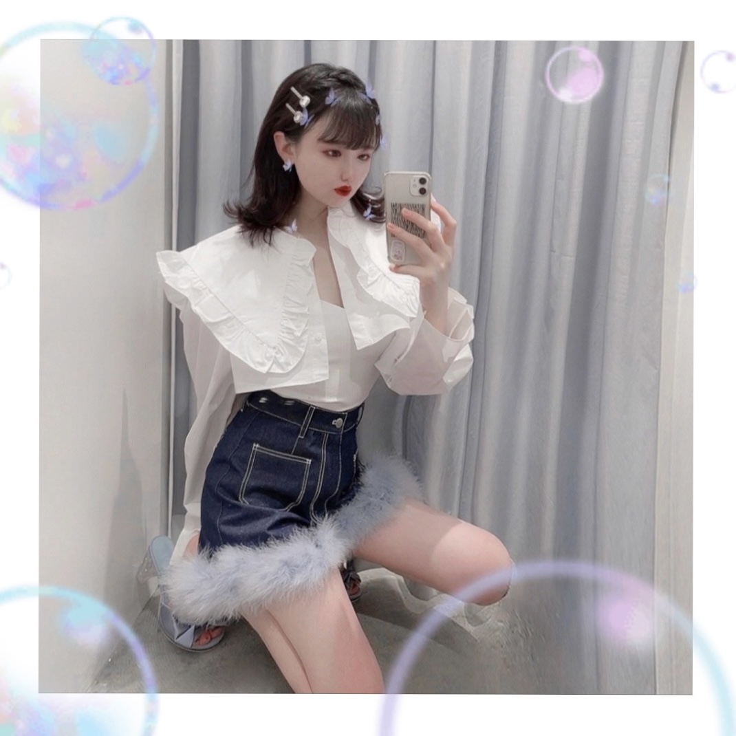 【staff】pink &blue フェザーファーデニム❤︎sayaka