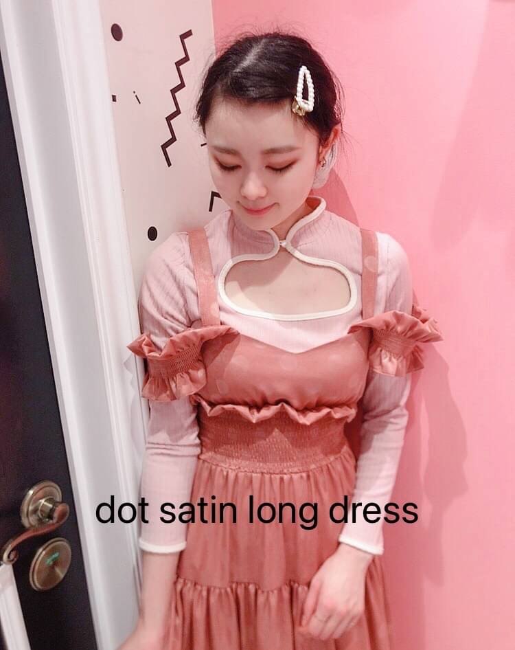 【staff】 ドットサテンロングキャミドレス♡yuzu