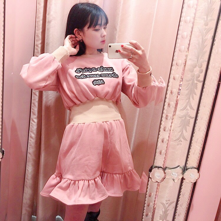 【staff】ウエストマークスウェットワンピース❤︎yuzu