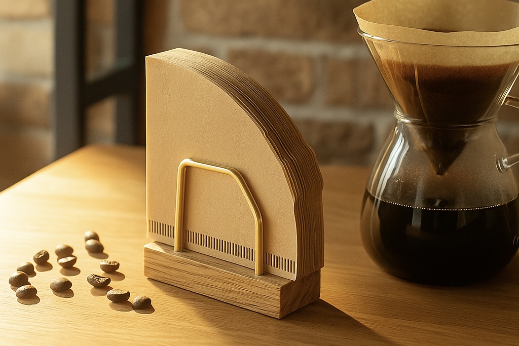 木のぬくもりと真鍮の輝きが織りなす、上質なコーヒー時間