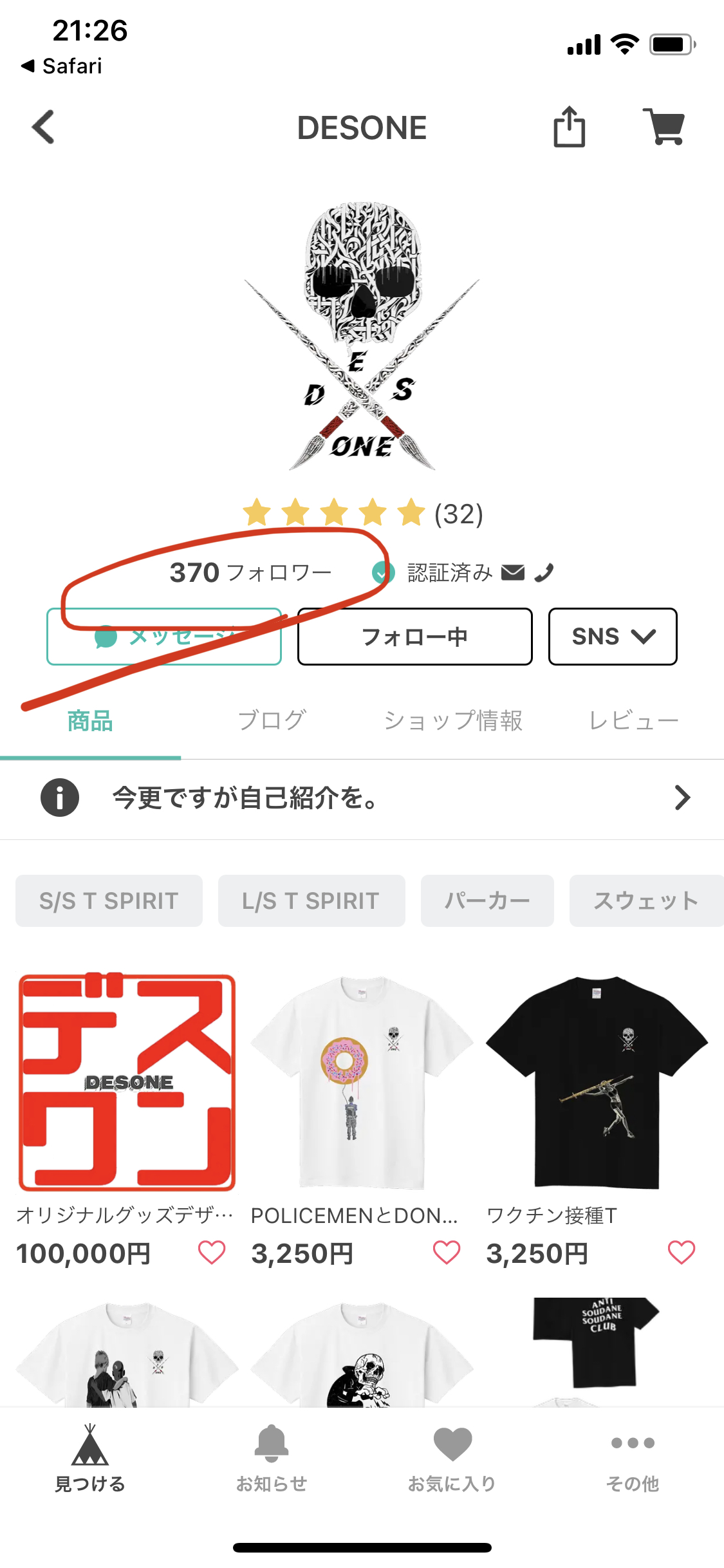 ショップフォロワー様370名ありがとうございます。