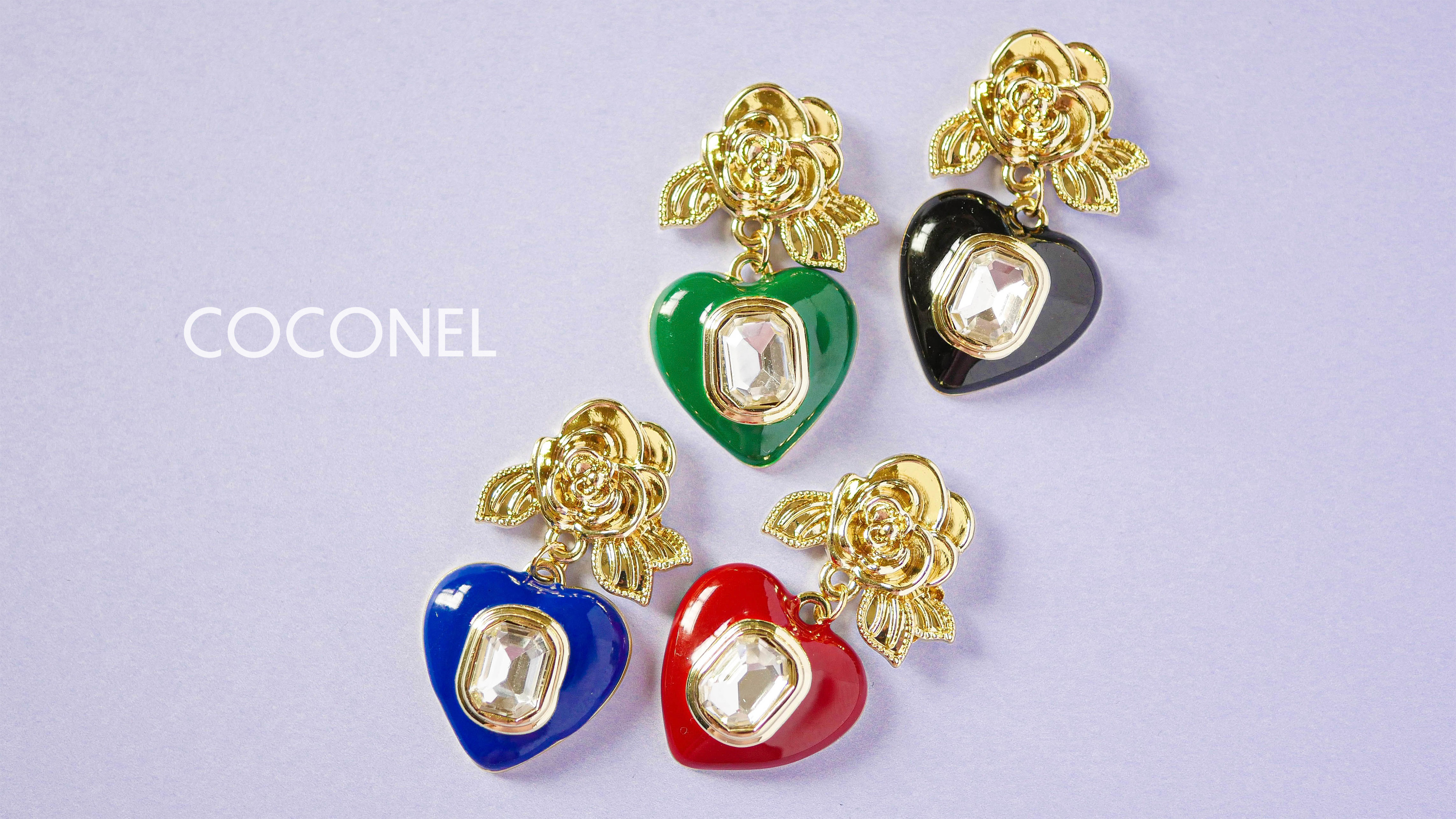 ♡レシピ♡レトロカラーがかわいいハートビジューチャームとローズチャームのアクセサリー