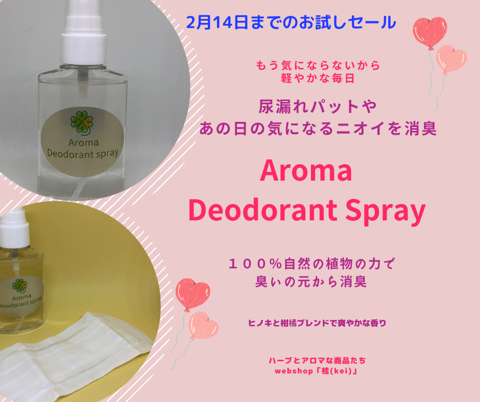 2月14日までAroma Deodorant Spray お試しセール20％OFF
