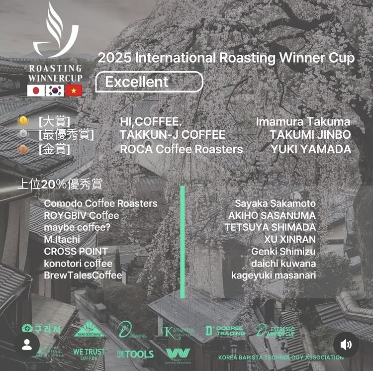 焙煎大会"JRWC2025"Excellent部門で2位になりました