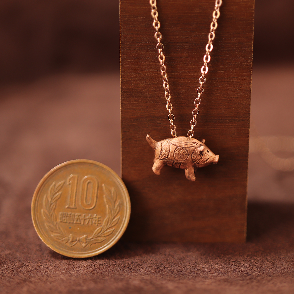 縄文のイノシシ 純銅製「猪形土製品」ネックレス　(659-373)