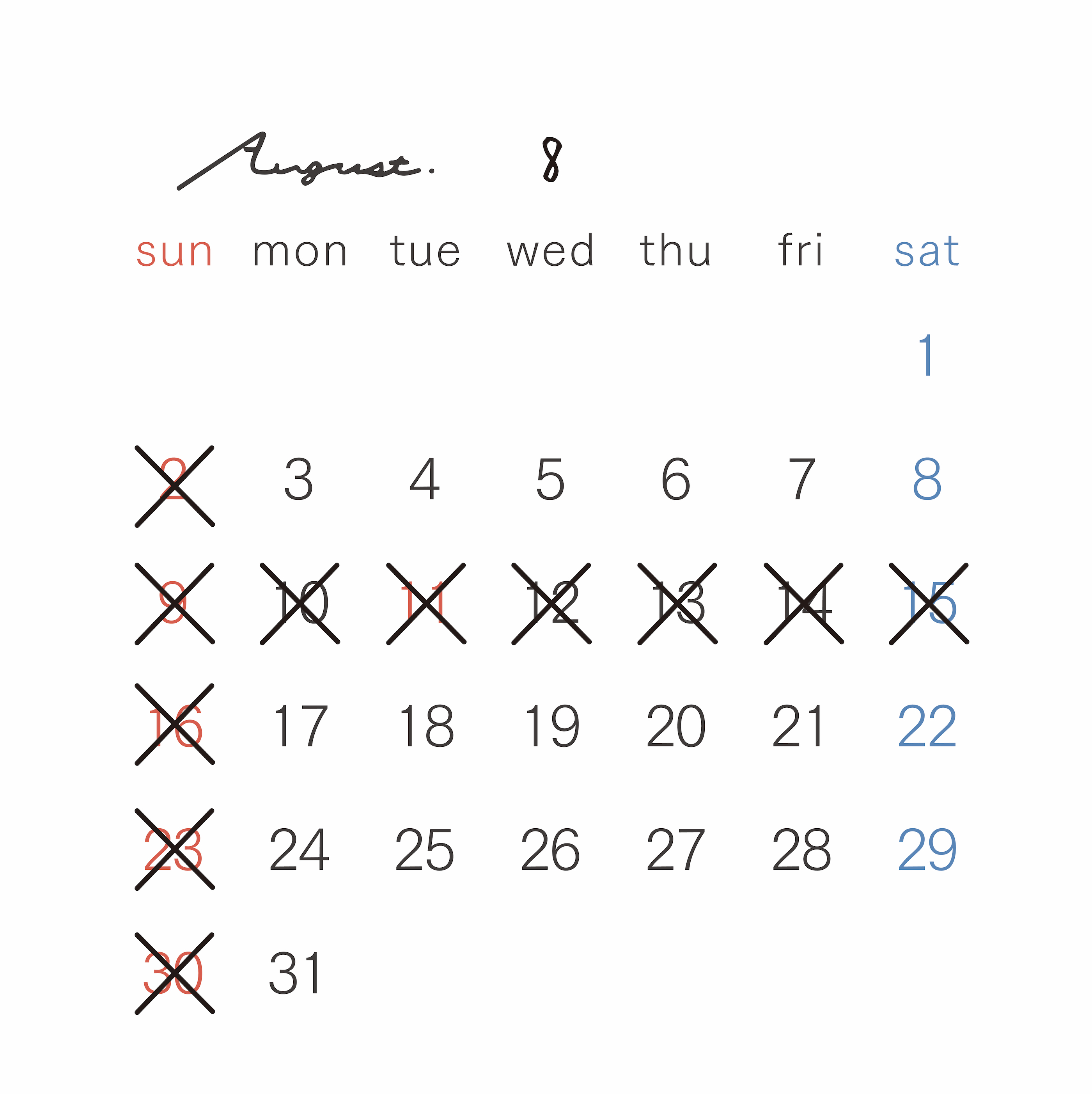 8月の予定