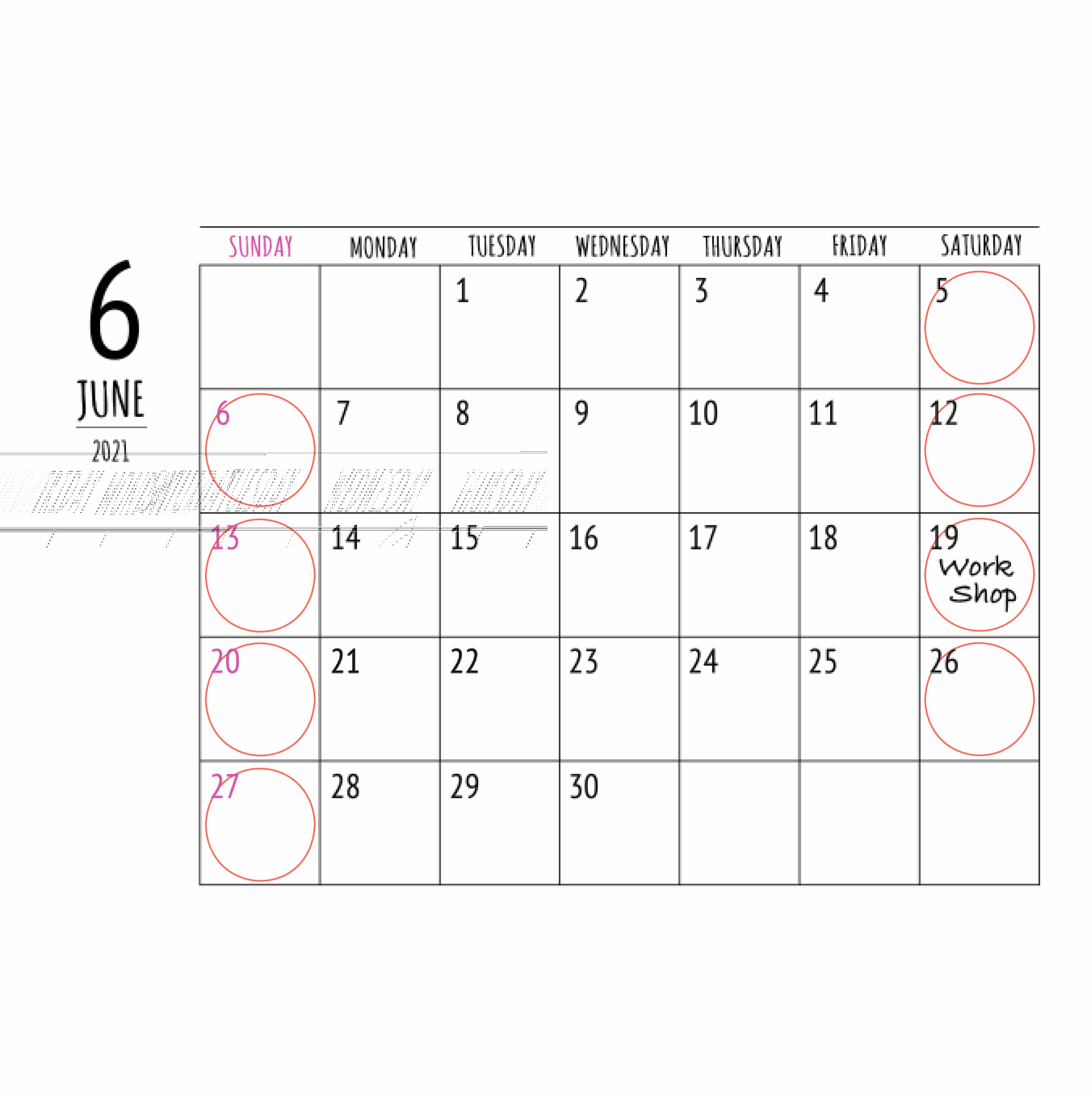 6月の予定。