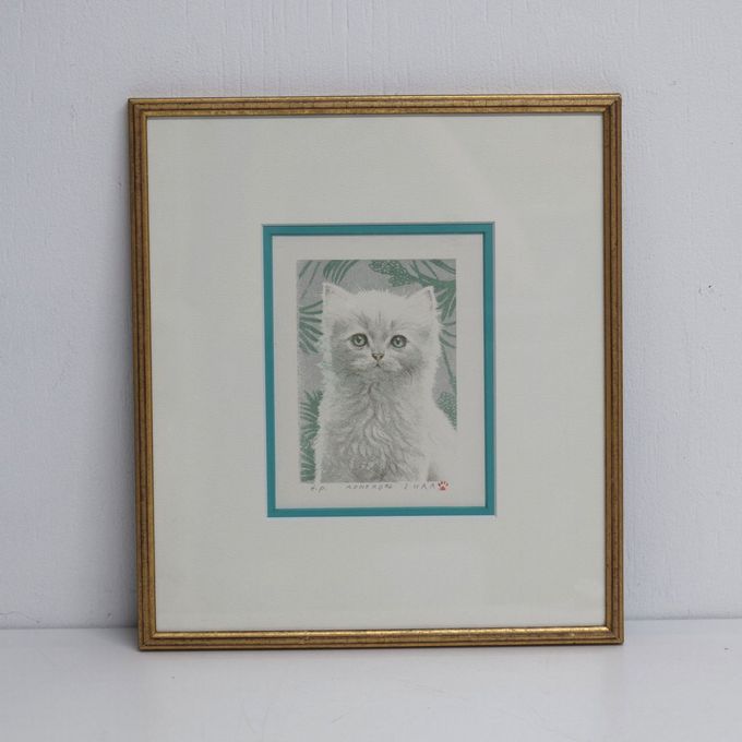 リトグラフ　井浦俊介　KONEKO#4　入荷しました。　白い子猫かわいいです。