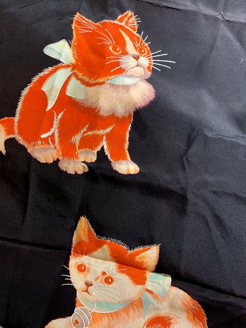 猫柄の羽裏地。