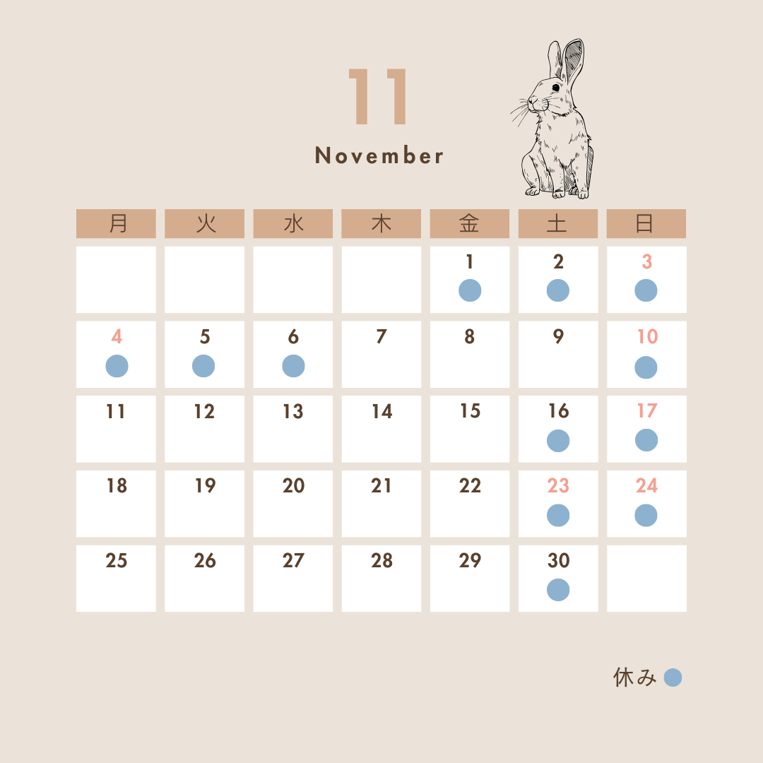 11月の休業日