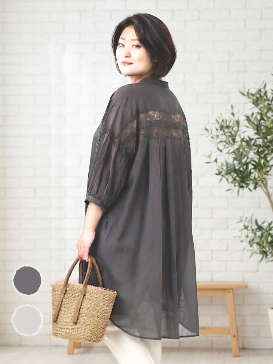 暑い季節も心地よく。綿100%のロングブラウス👚
