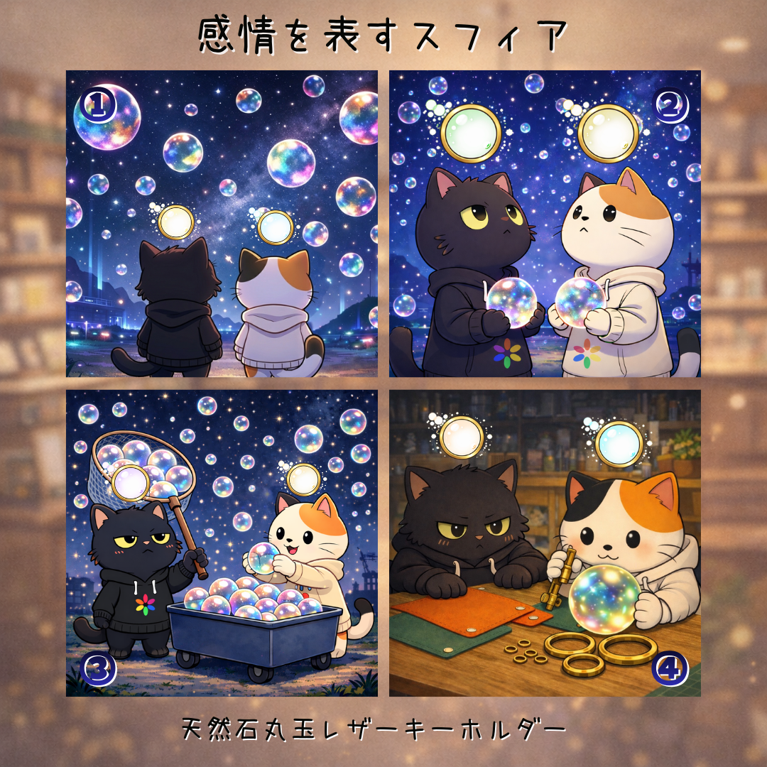 虹入り水晶レザーキーホルダーの物語｜メタバースで見つけた七色のスフィア