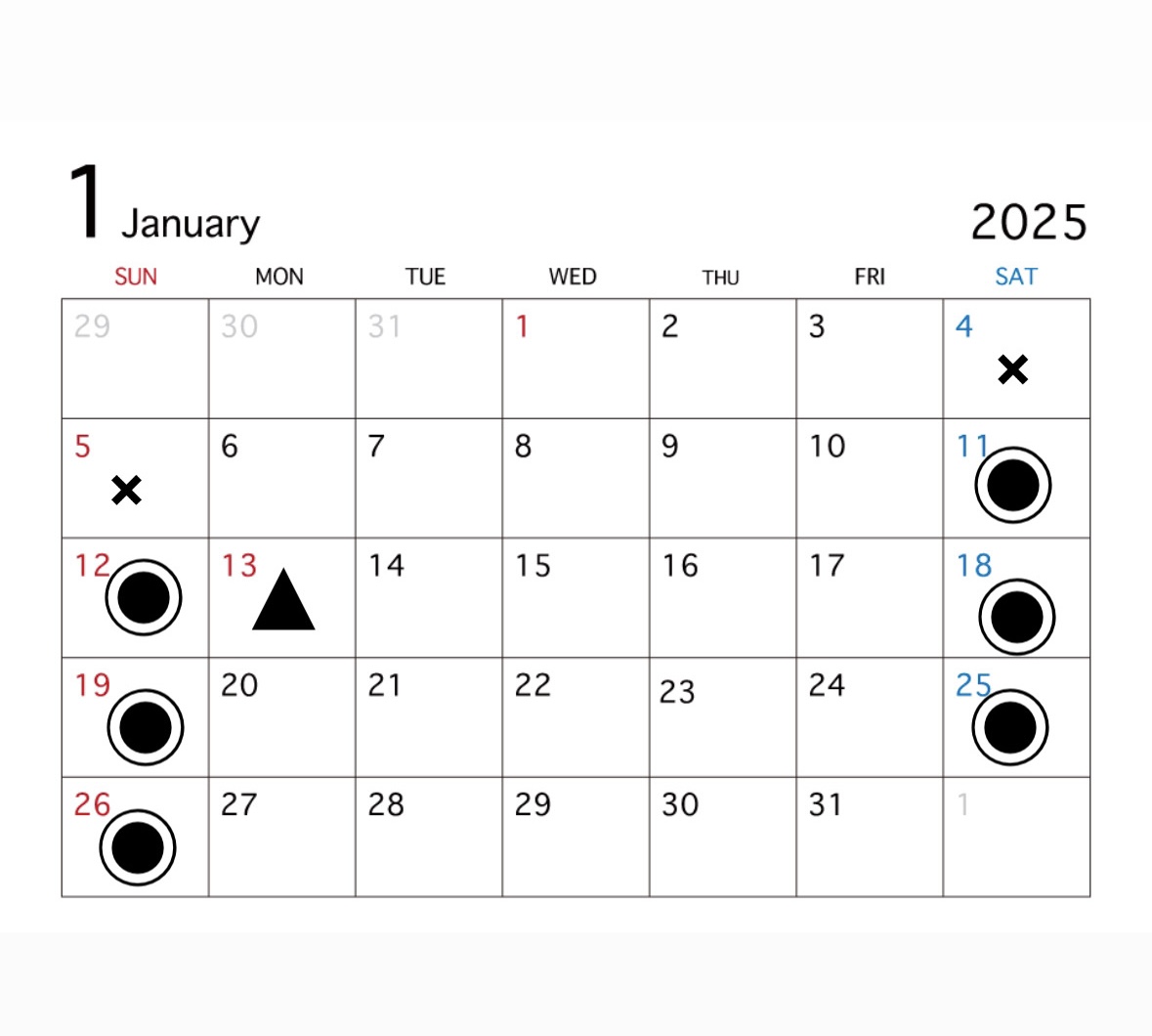 1月schedule