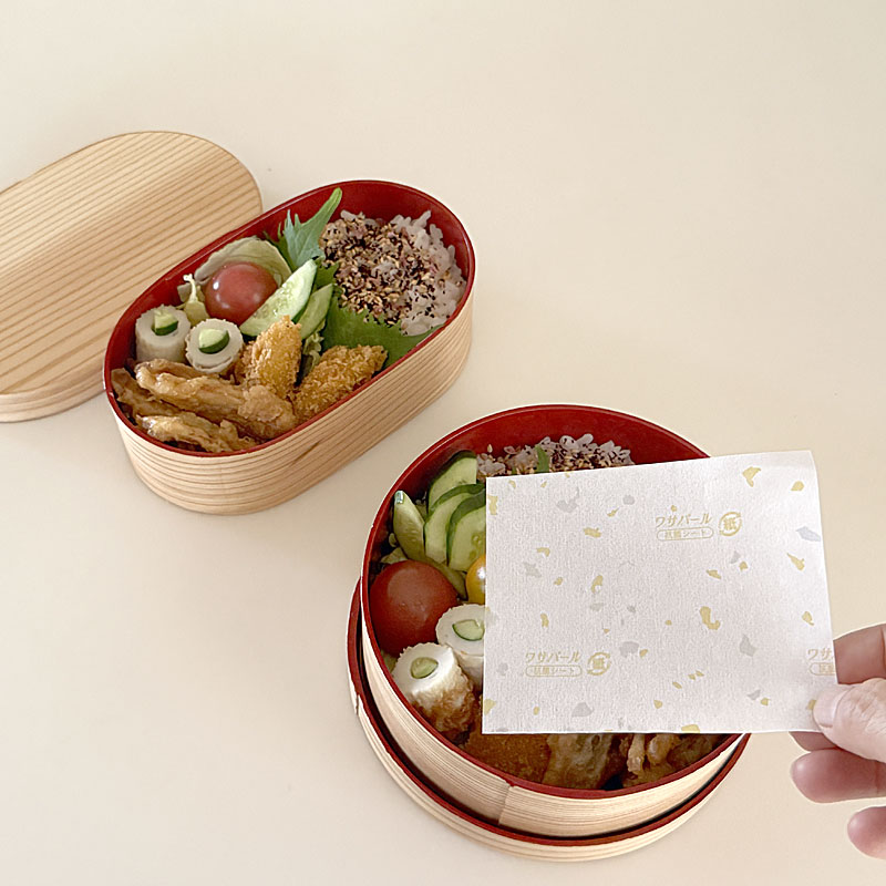 見えない菌から毎日のお弁当を守る　お弁当用抗菌シートワサパール紙タイプ