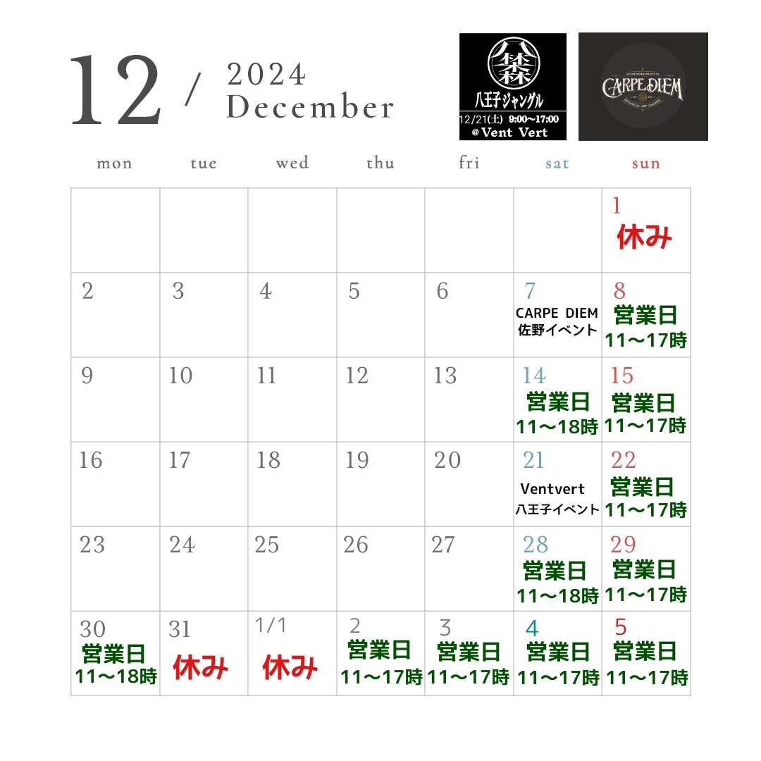 12月営業日