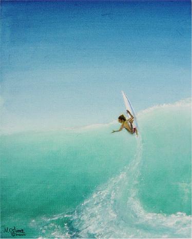 オフザリップ（Off The Rip）［2005年 アクリル水彩画／サーフィン（サーファー）の絵画］