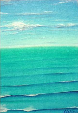 波のうねり（海の絵）［2004年 アクリル水彩画／サーフィン・絵画・アート・イラスト］