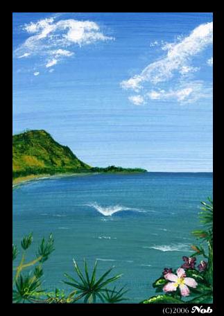 ハワイの海［2006年 アクリル水彩画 by Nobuyuki Oshima（大嶋信之）］
