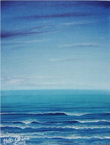 海と波　［2005年 アクリル水彩画／サーフィン・絵画・アート・イラスト］