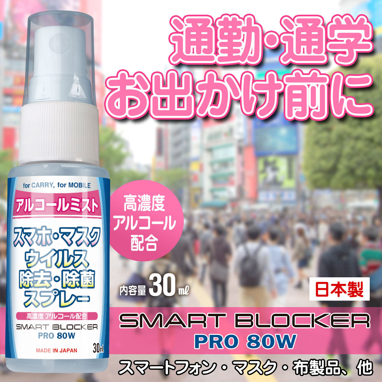 高濃度アルコール約80 配合 携帯アルコールスプレー スマートブロッカープロ80 80w 発売開始 Health Eco