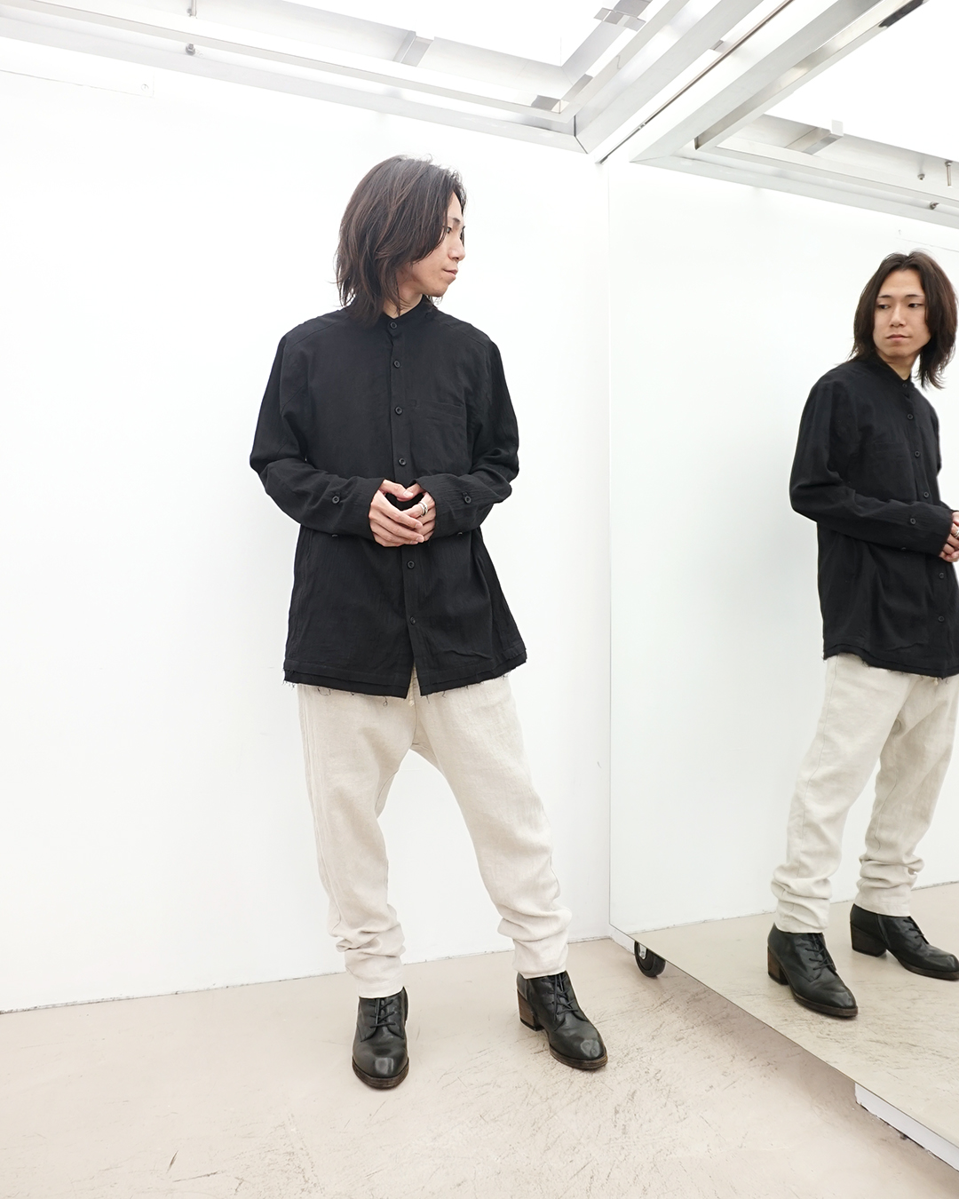 【Professor.E(プロフェッサーイー)】”丁度いい”バンドカラーシャツ