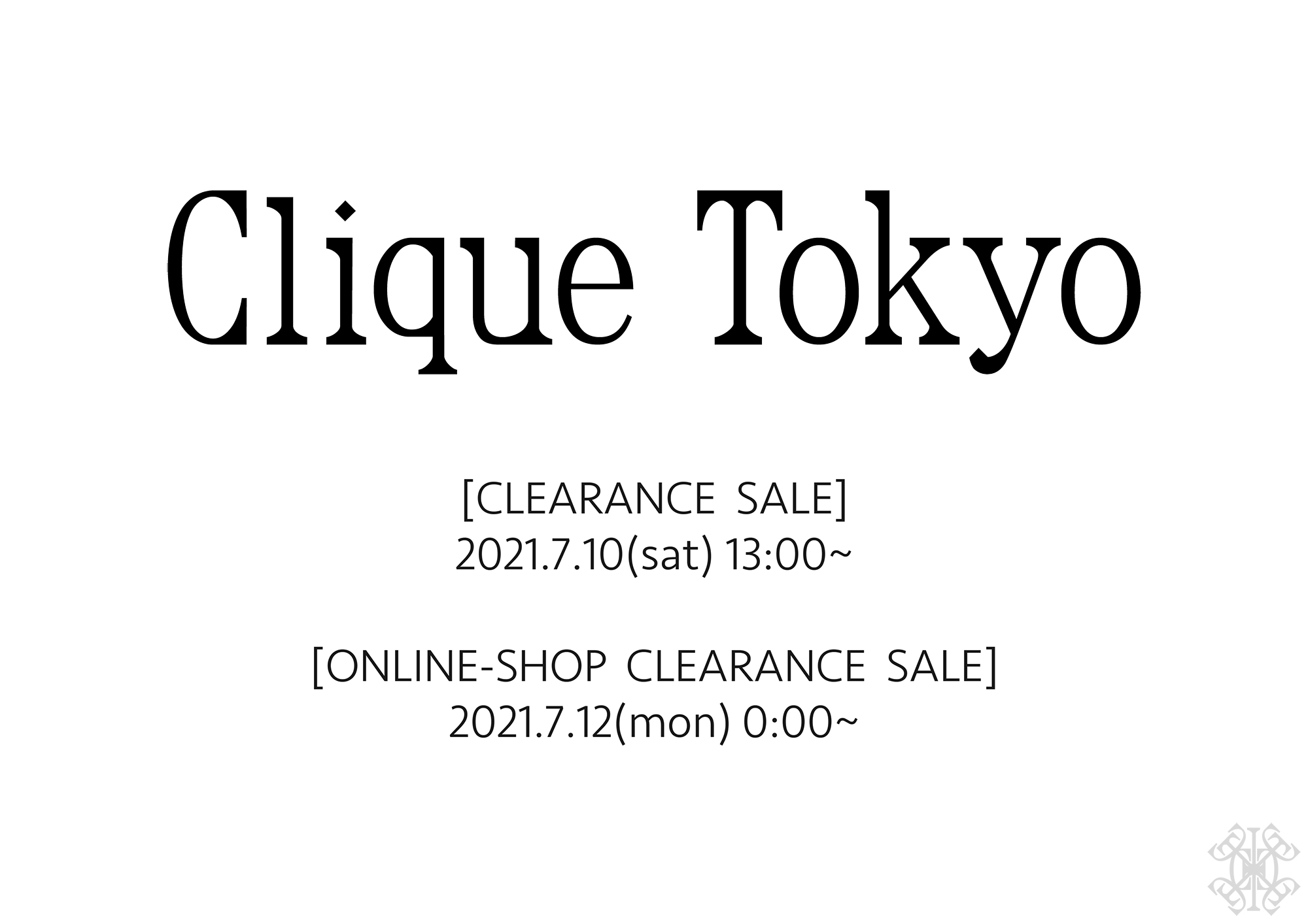 Clique Tokyo 重大発表です。一読いただければ幸いです。