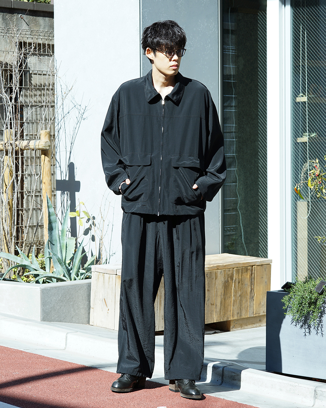 【Blanc YM (ブランワイエム)】ヴィンテージライクなナイロンセットアップ