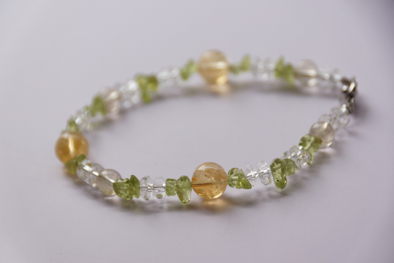 太陽のようにポジティブな石 シトリン・ペリドットブレスレット 内径16cm