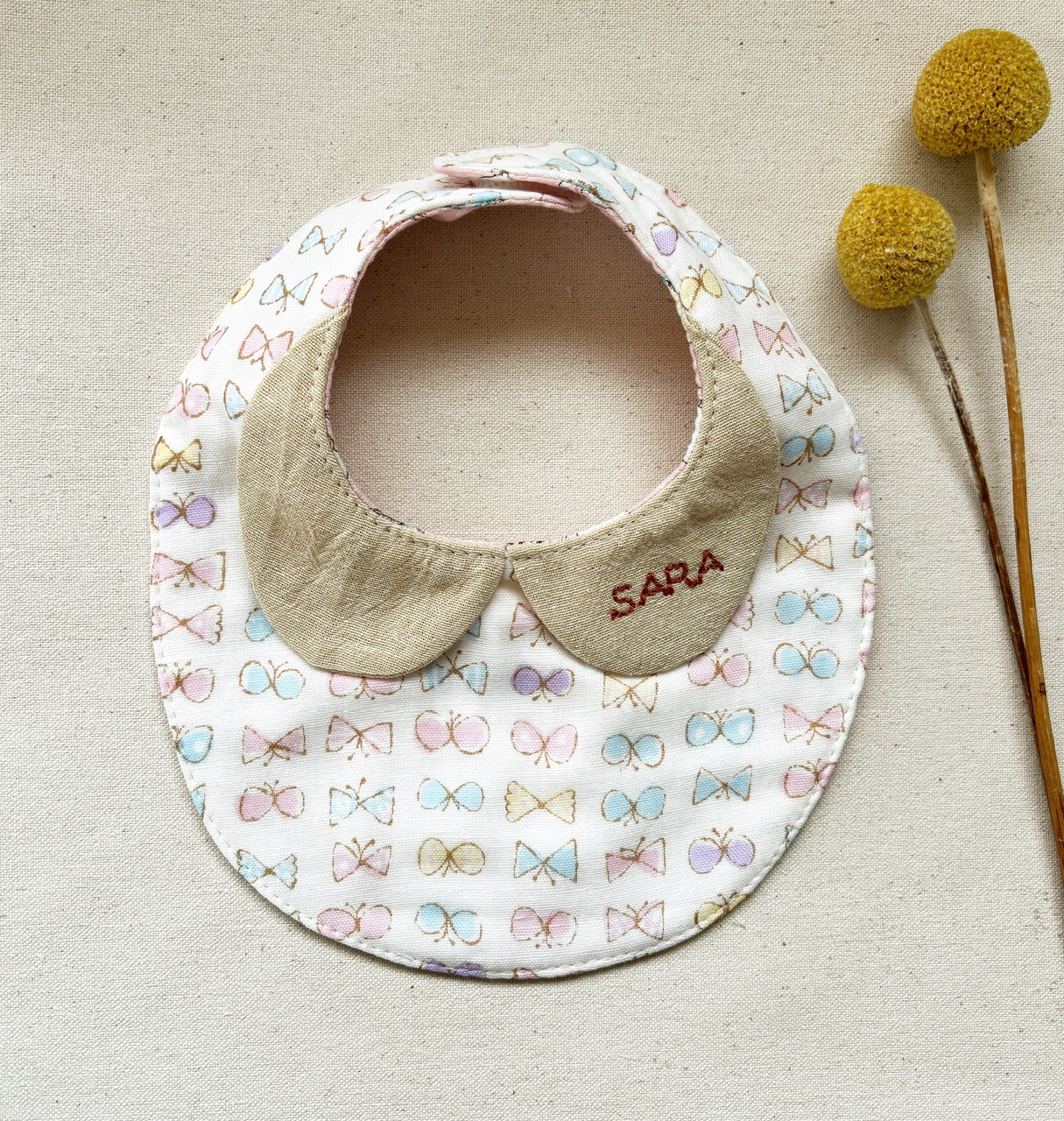 【オーダー】お名前刺繍入り　8重ガーゼスタイ