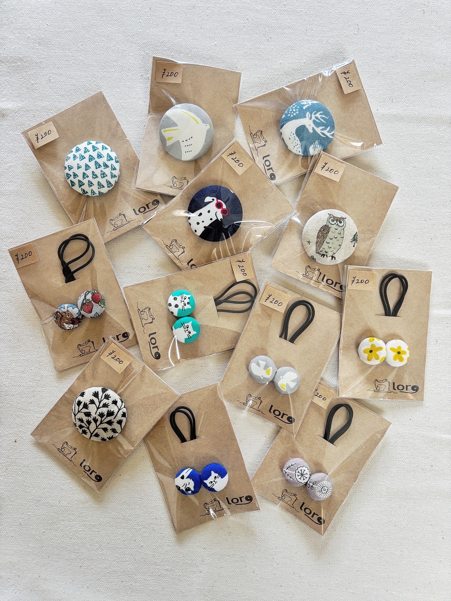 【イベント出店】くるみボタンのヘアゴム　ティーカップポーチ