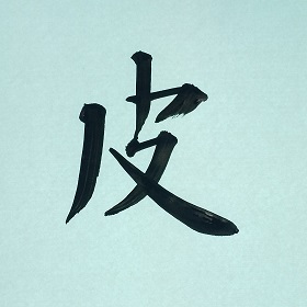 今日の筆文字　皮