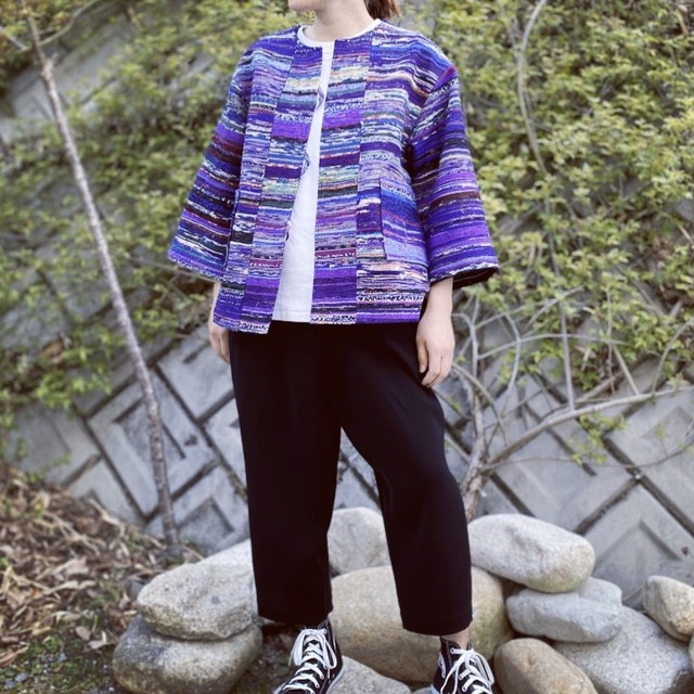 手織りの裂織ジャケット