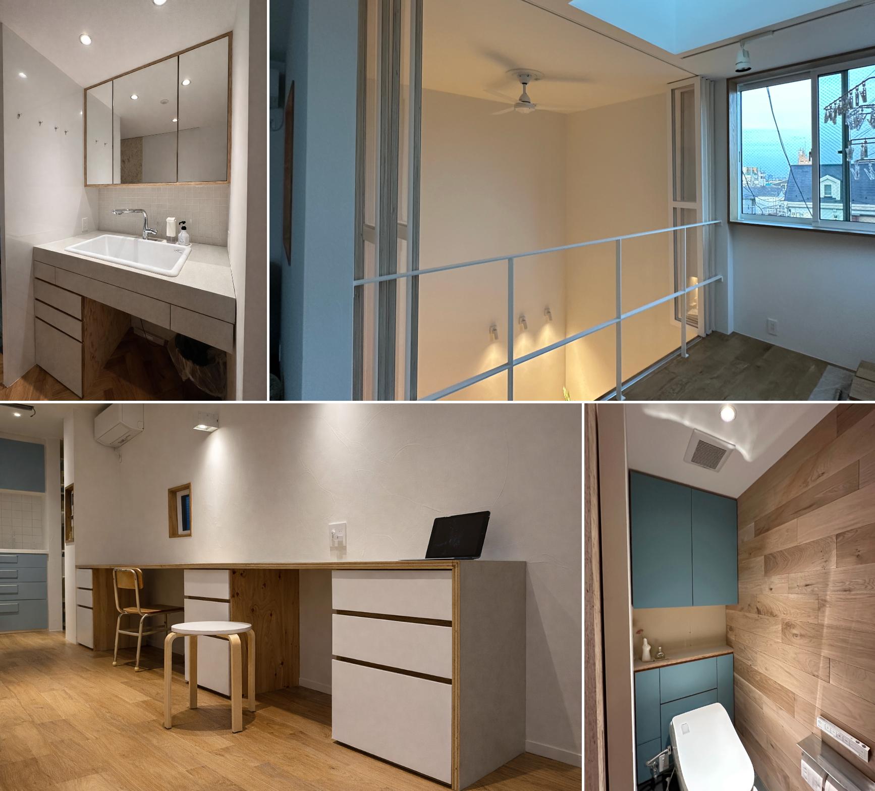 オーダー造作家具/建具【デスク・トイレ収納・洗面台収納・吹抜け折戸】 デザインの統一 OJIKI工房