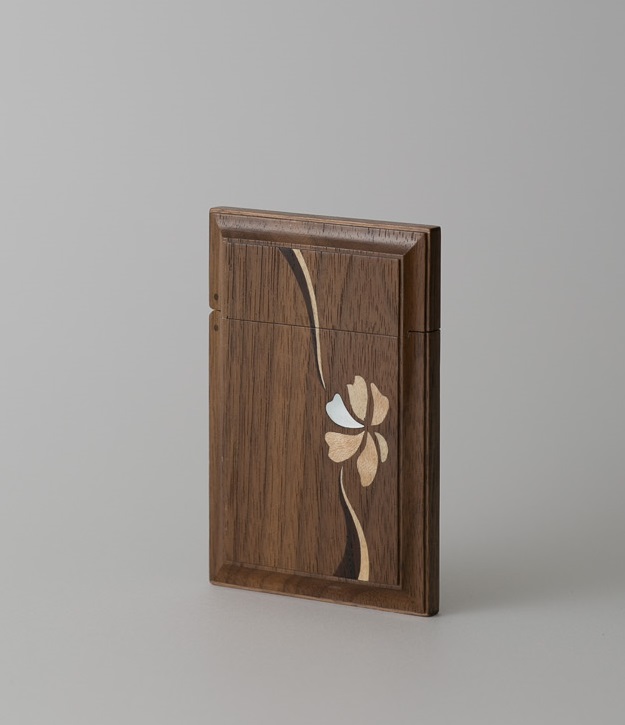 木製小物|桜の木象嵌デザインのCARD CASE (名刺入れ / ウォールナット) OJIKI工房
