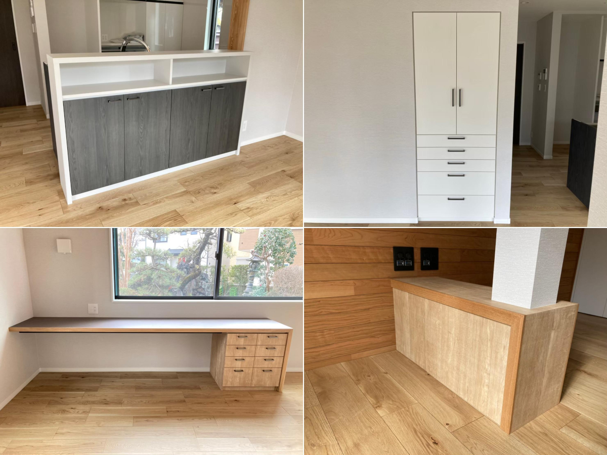 オーダー木製造作家具【収納家具・デスク】ナイトテーブル／大型デスク／キッチン収納　OJIKI工房