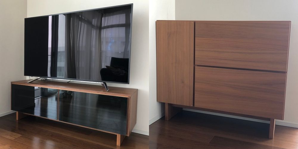 木製家具【リメイク（再生）：TVボード＆サイドボード】吊り家具をTVボードで再活用　OJIKI工房